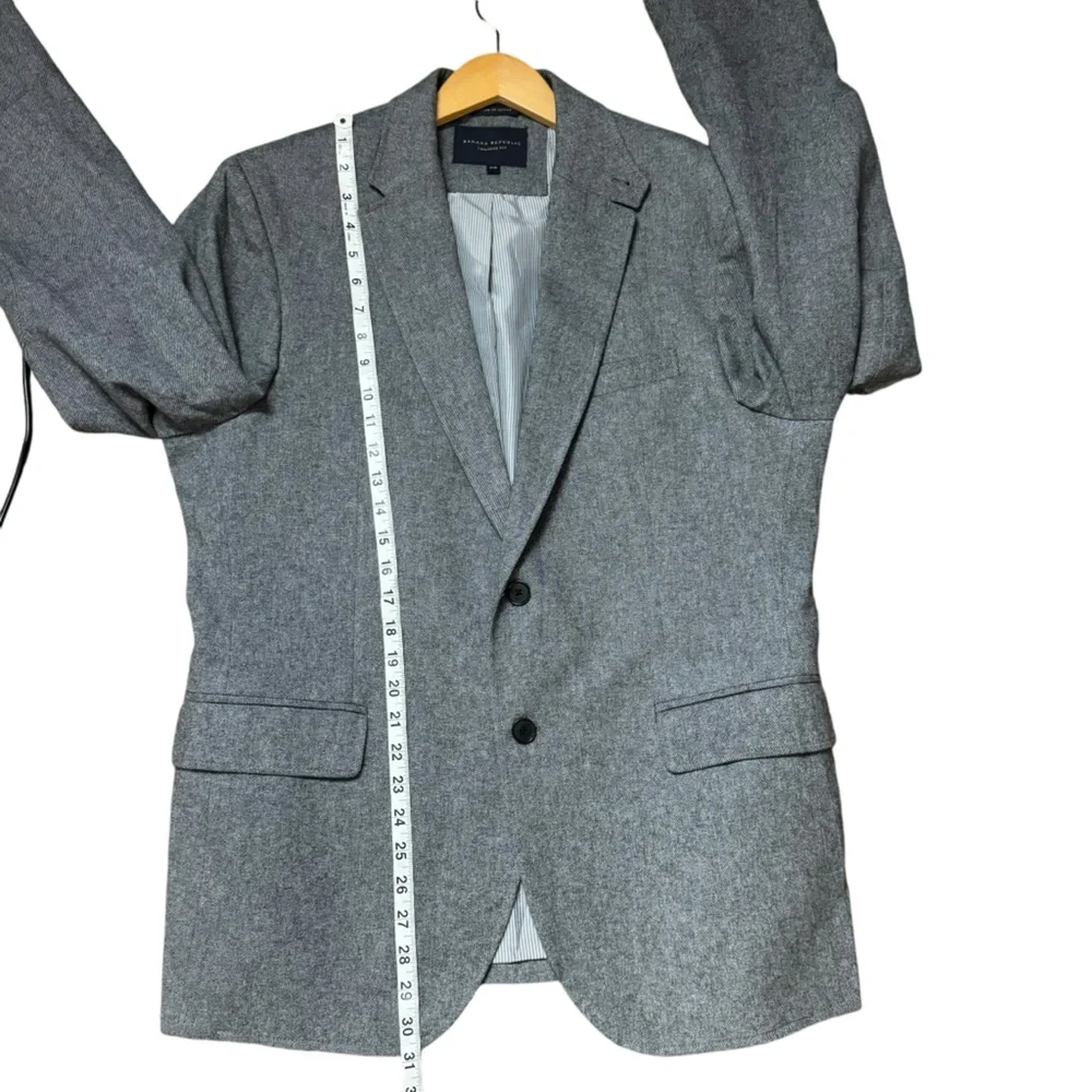 Banana Republic Mens Dark Grey‎ Herringbone Two Button Business Blazer Size 44R